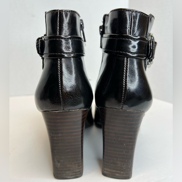Franco Sarto Womens “Gemini” Side Zip Buckle Ankle Boots Black Leather 8.5M Nice - Picture 5 of 14